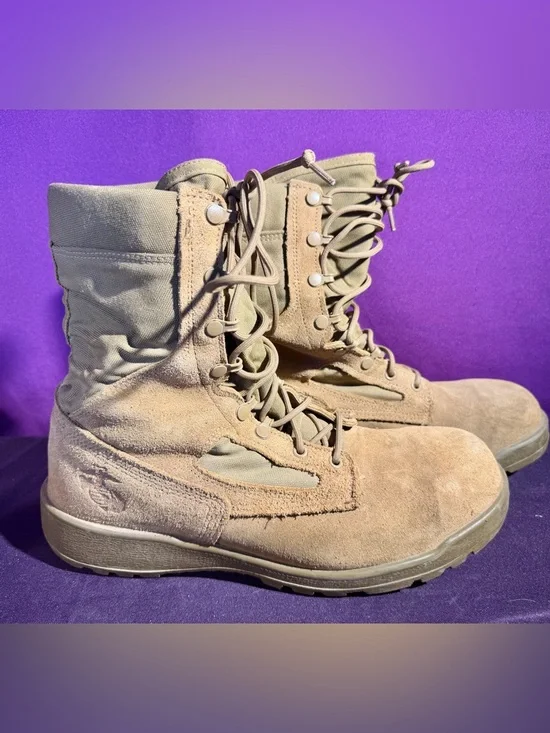 MADE IN USA BELLEVILLE USMC DESERT BROWN LEATHER MILITARY COMBAT BOOTS 12 R - Picture 2 of 7